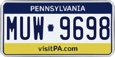 PA license plate MUW9698