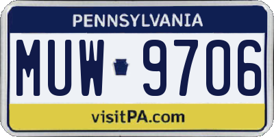 PA license plate MUW9706