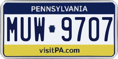 PA license plate MUW9707