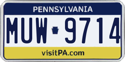 PA license plate MUW9714