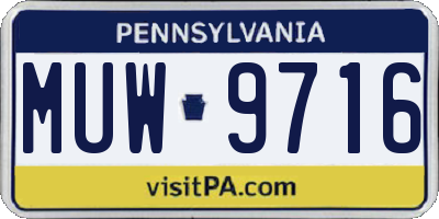 PA license plate MUW9716