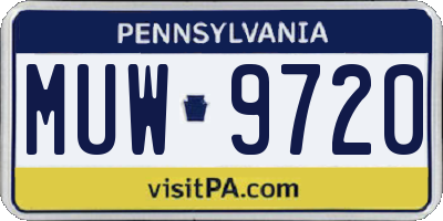 PA license plate MUW9720