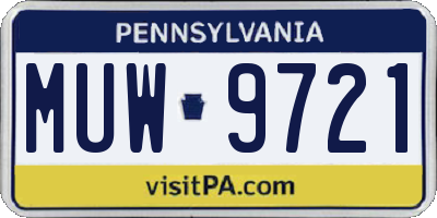 PA license plate MUW9721