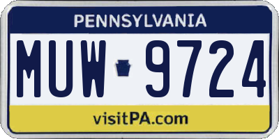 PA license plate MUW9724