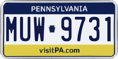 PA license plate MUW9731
