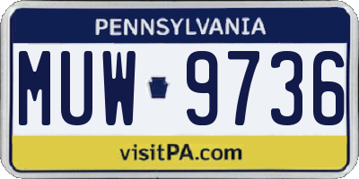 PA license plate MUW9736