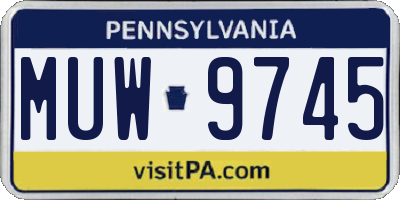 PA license plate MUW9745