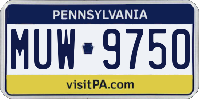 PA license plate MUW9750