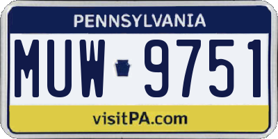 PA license plate MUW9751