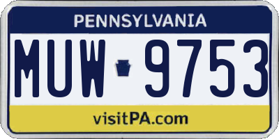 PA license plate MUW9753