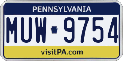 PA license plate MUW9754
