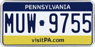 PA license plate MUW9755