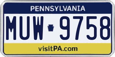 PA license plate MUW9758