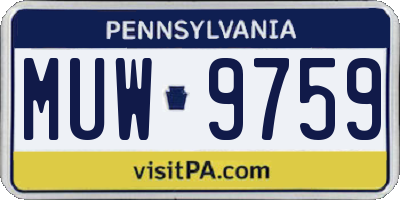PA license plate MUW9759