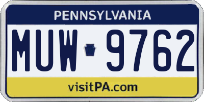 PA license plate MUW9762