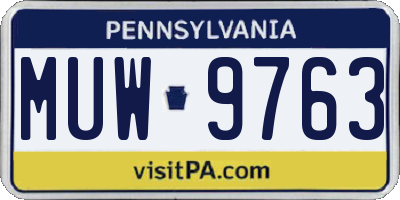 PA license plate MUW9763