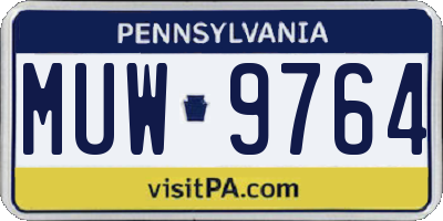 PA license plate MUW9764