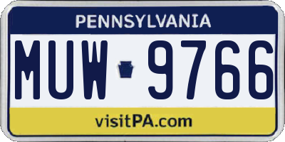 PA license plate MUW9766