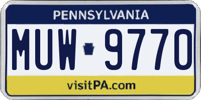 PA license plate MUW9770