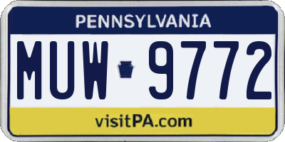 PA license plate MUW9772