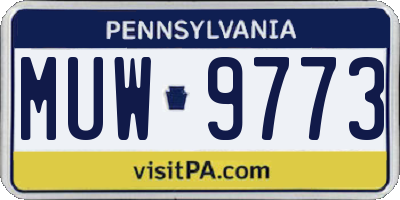 PA license plate MUW9773