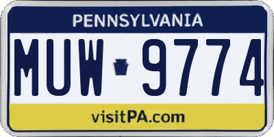 PA license plate MUW9774
