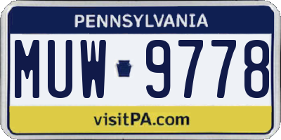 PA license plate MUW9778