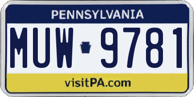 PA license plate MUW9781