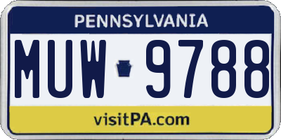 PA license plate MUW9788