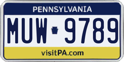 PA license plate MUW9789