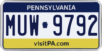 PA license plate MUW9792