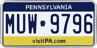 PA license plate MUW9796
