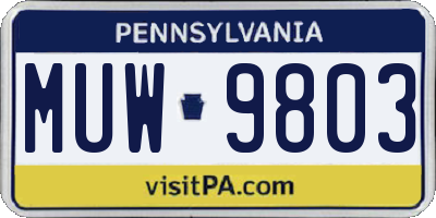 PA license plate MUW9803