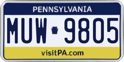PA license plate MUW9805