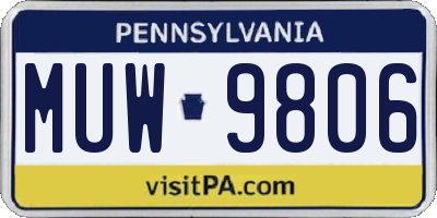 PA license plate MUW9806