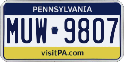PA license plate MUW9807