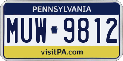 PA license plate MUW9812