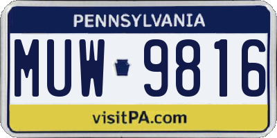 PA license plate MUW9816