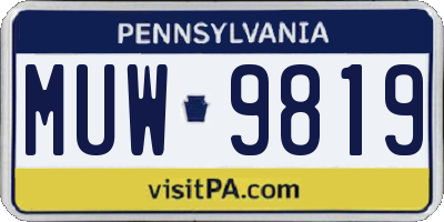 PA license plate MUW9819