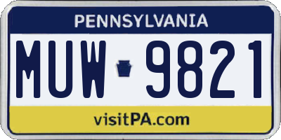 PA license plate MUW9821