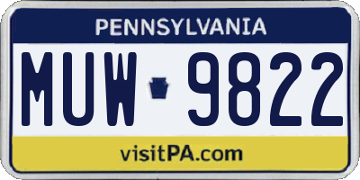 PA license plate MUW9822