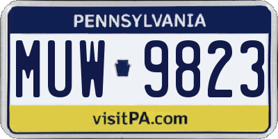 PA license plate MUW9823