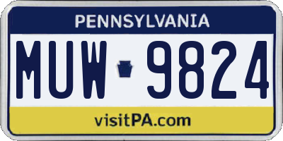 PA license plate MUW9824