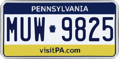 PA license plate MUW9825