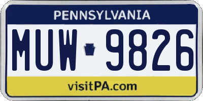 PA license plate MUW9826