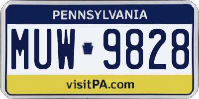 PA license plate MUW9828