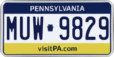 PA license plate MUW9829