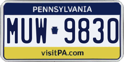 PA license plate MUW9830