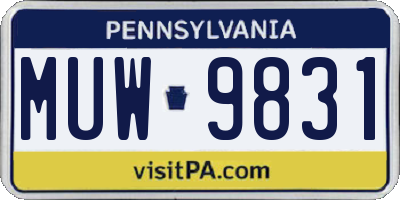 PA license plate MUW9831