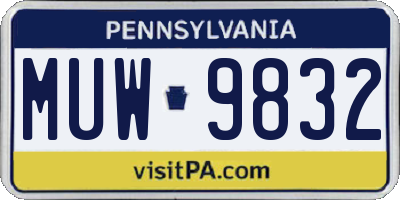 PA license plate MUW9832